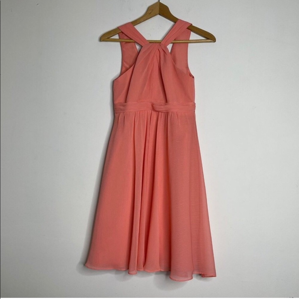 DAVIDS BRIDAL Size 4 Women Coral Cocktail Dress Wedding Party Prom Formal Knee